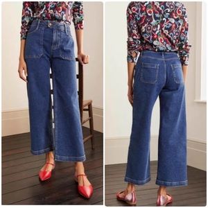 Boden Cropped Wide Leg Cargo Jeans Size 10R